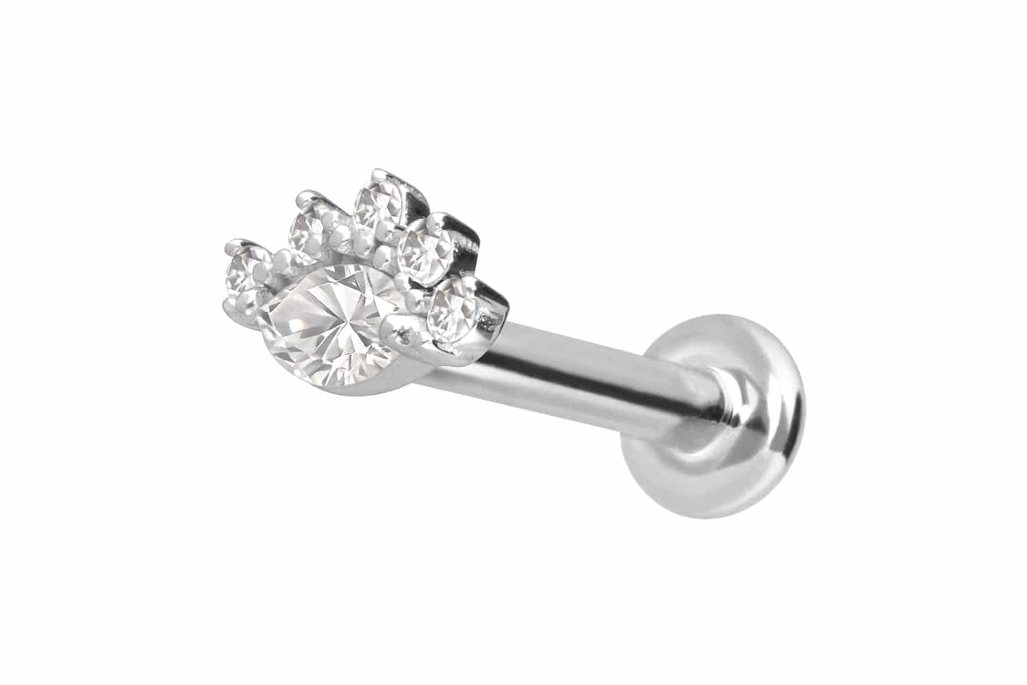 14 Karat Gold Labret Piercing mit Push Fit MOISSANITE-AUGE